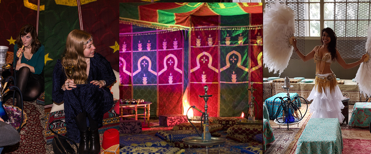 1001 Nacht tent die op locatie in Oosterse setting wordt opgebouwd